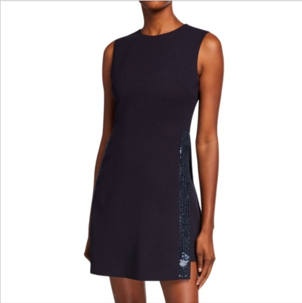 nwt TED BAKER mini GLISTEN dress 1 navy sequin beaded sleeveless zip shift 0/2